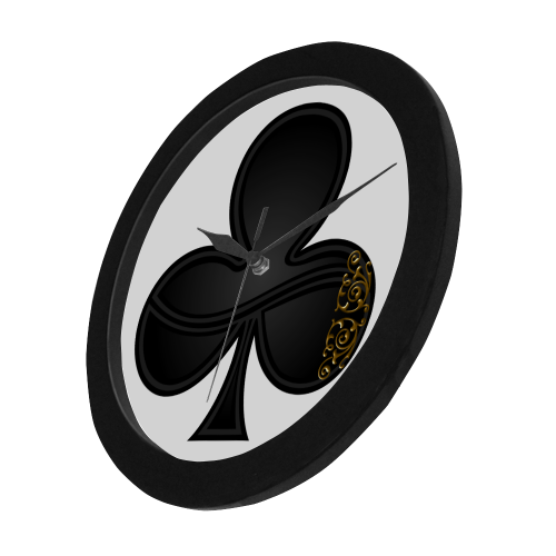 Club Las Vegas Symbol Playing Card Shape  (Black Frame) Circular Plastic Wall clock