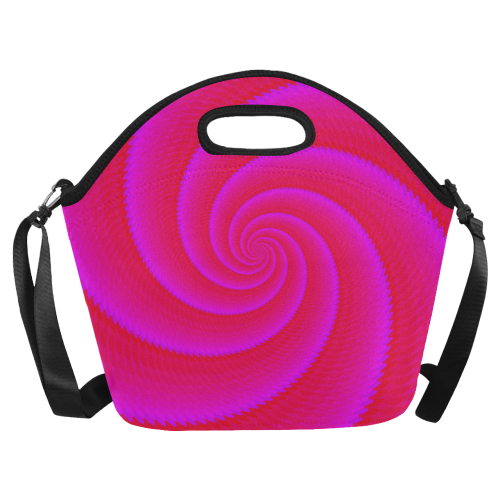 Pink spiral Neoprene Lunch Bag/Large (Model 1669)