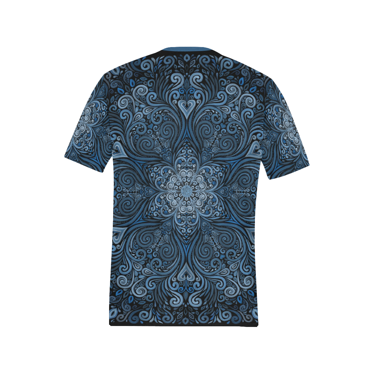 Blue Mandala Ornate Pattern 3D effect Men's All Over Print T-Shirt (Solid Color Neck) (Model T63)
