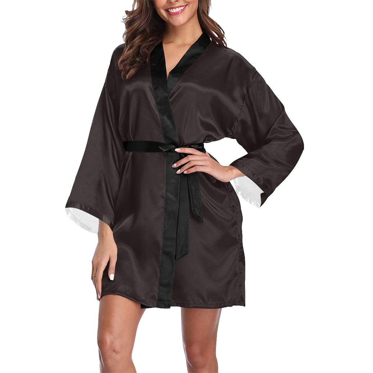 color licorice Long Sleeve Kimono Robe