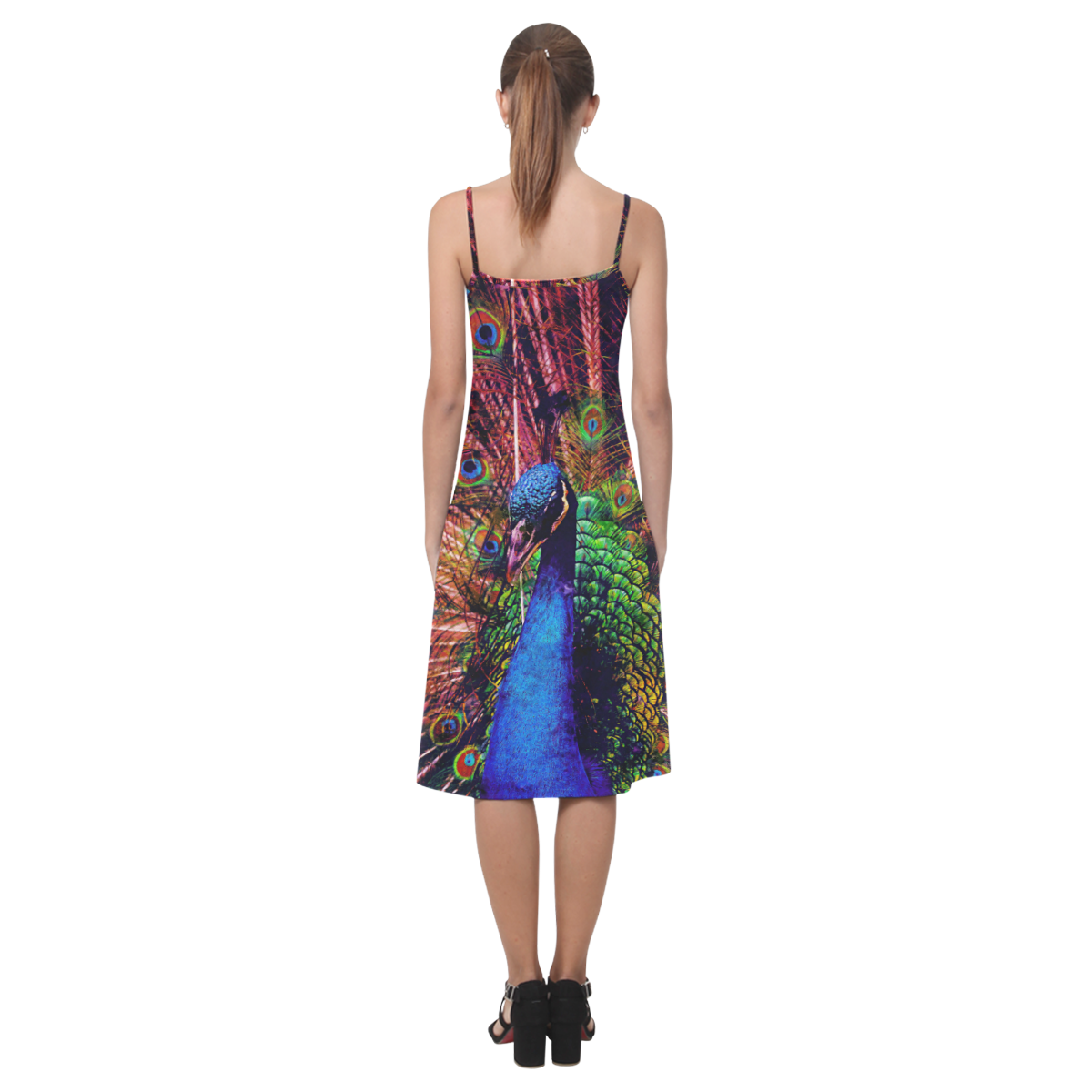 Impressionist Peacock Alcestis Slip Dress (Model D05)