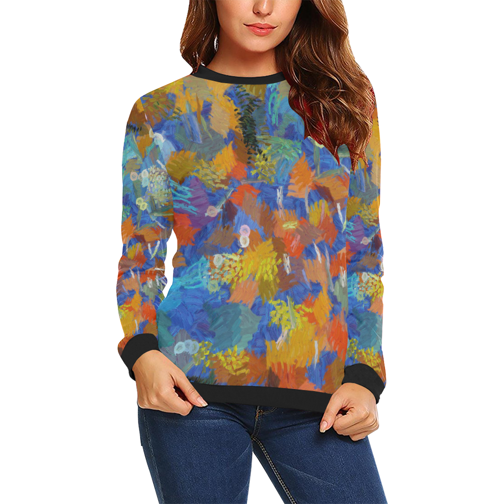 Colorful paint strokes All Over Print Crewneck Sweatshirt for Women (Model H18)