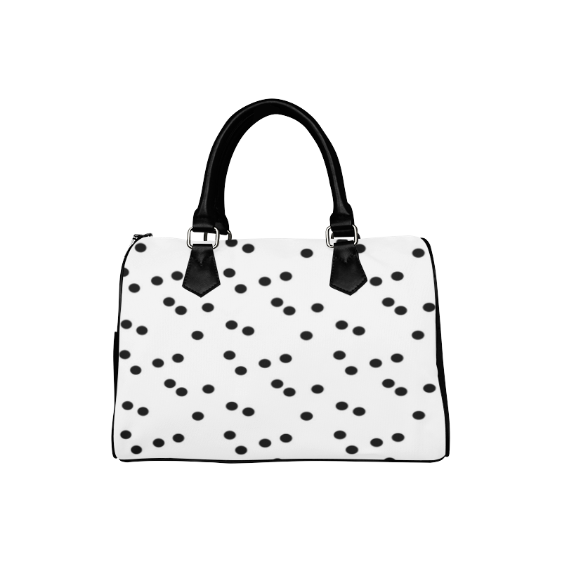 Black White Scattered Polka Dots Design Boston Handbag (Model 1621)