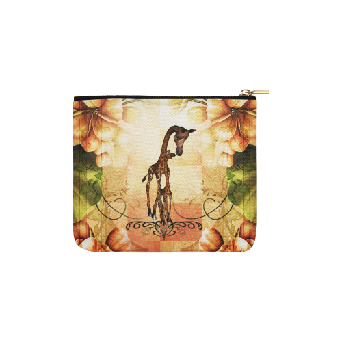 Cute giraffe mum with baby Carry-All Pouch 6''x5''