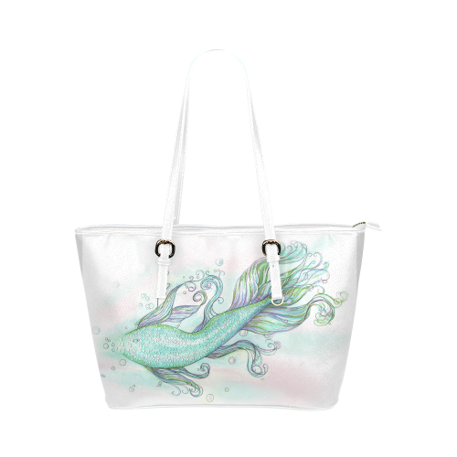 Mermaid Tail Leather Tote Bag/Small (Model 1651)