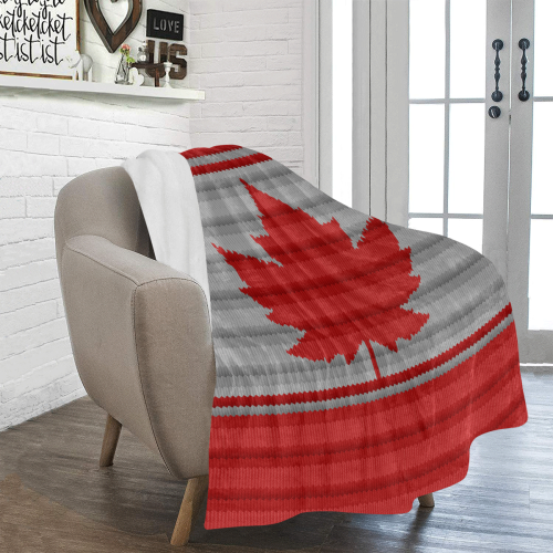 Canada Blankets Winter Knit Canada Print Blankets Ultra-Soft Micro Fleece Blanket 50"x60"