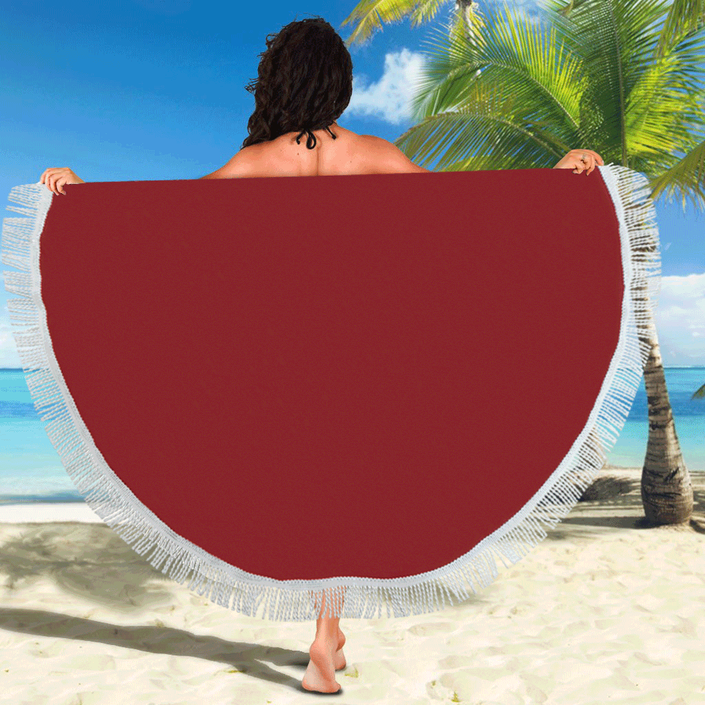 color maroon Circular Beach Shawl 59"x 59"