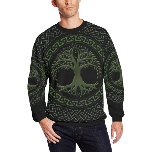 Awesome Celtic Tree Of Life Men's Oversized Fleece Crew Sweatshirt/Large Size(Model H18)