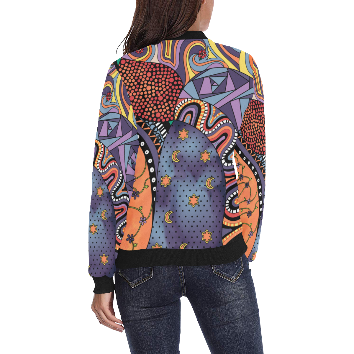 Tangle Doodle Pattern by ArtformDesigns All Over Print Bomber Jacket for Women (Model H36)