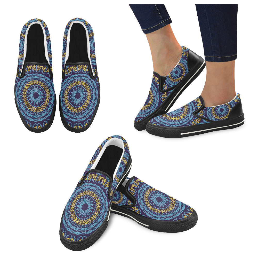 MANDALA PLANETS ALIGN Women's Slip-on Canvas Shoes/Large Size (Model 019)