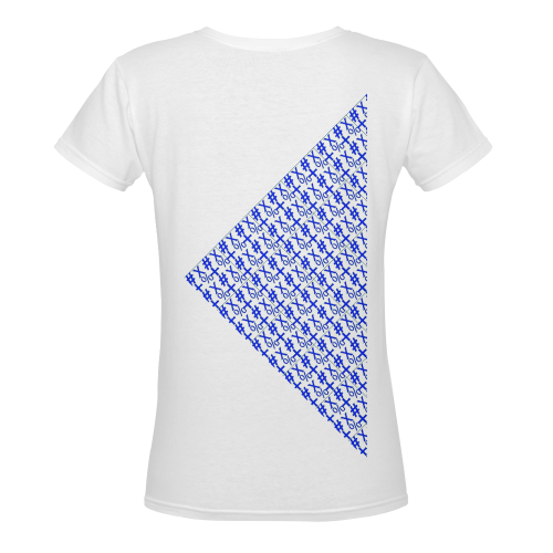 NUMBERS Collection Symbols Blue/White Women's Deep V-neck T-shirt (Model T19)