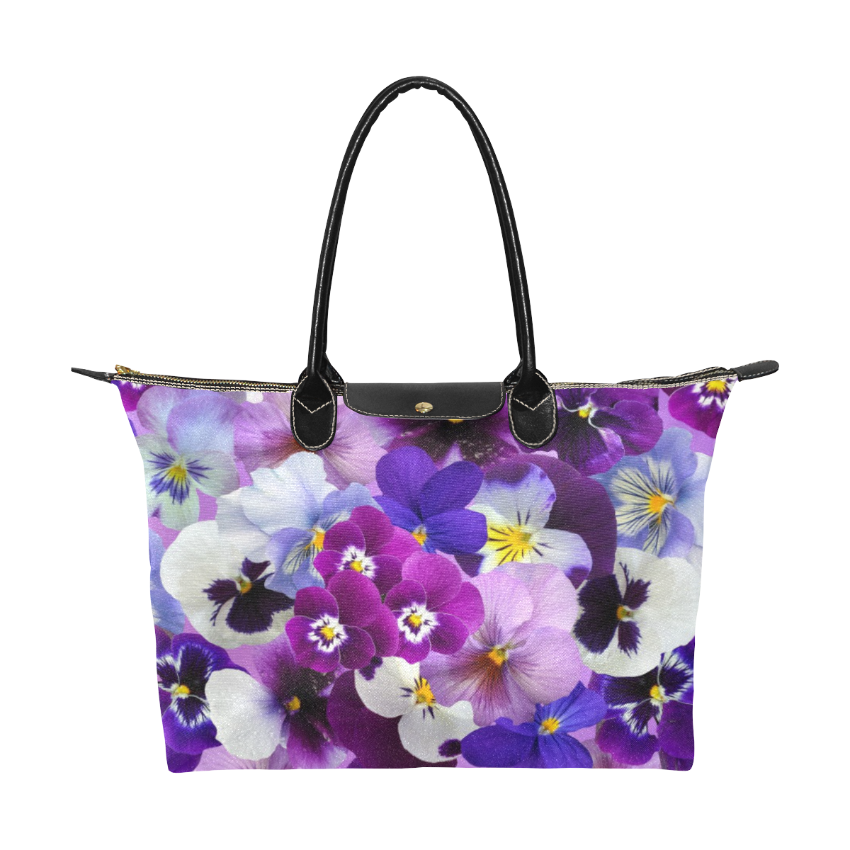 Pretty Purple Pansies Single-Shoulder Lady Handbag (Model 1714)