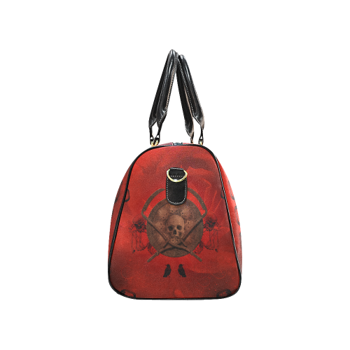 Skulls on red vintage background New Waterproof Travel Bag/Small (Model 1639)