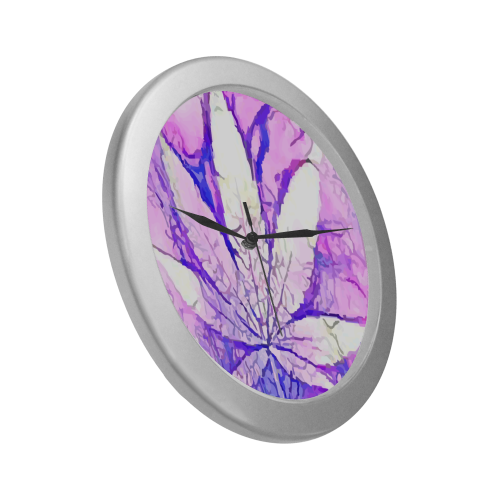 Acid Leaf (White) Silver Color Wall Clock