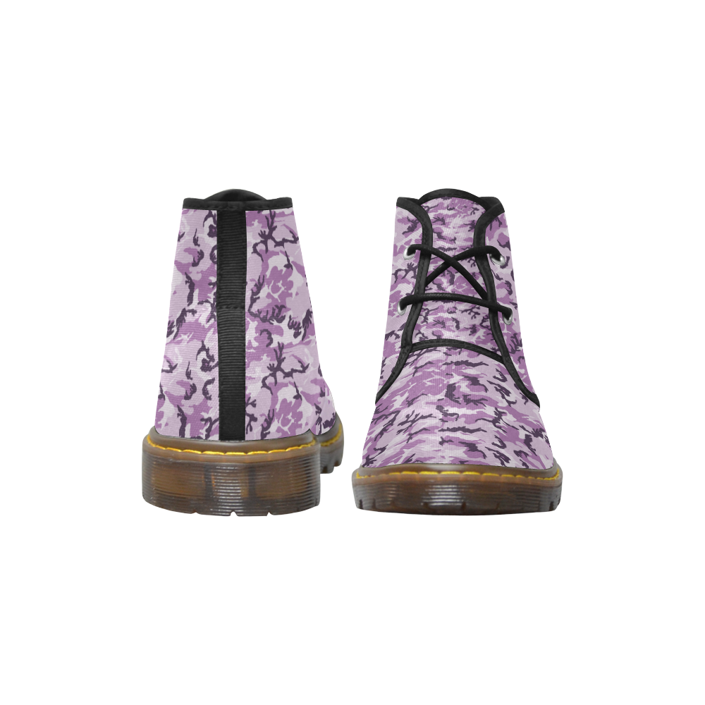 Woodland Pink Purple Camouflage Women's Canvas Chukka Boots (Model 2402-1)