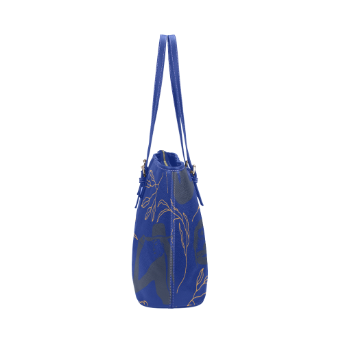 Boho Blue Tote Leather Tote Bag/Small (Model 1651)