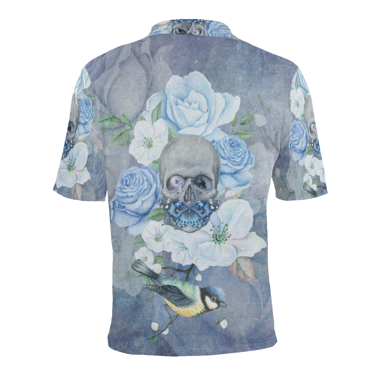 Gothic Skull With Butterfly Men's All Over Print Polo Shirt (Model T55)
