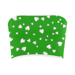 White Hearts Floating on Green Bandeau Top