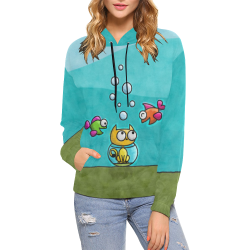 Stupid Cat All Over Print Hoodie for Women (USA Size) (Model H13)