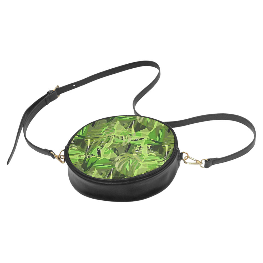 Tropical Jungle Leaves Camouflage Round Sling Bag (Model 1647)