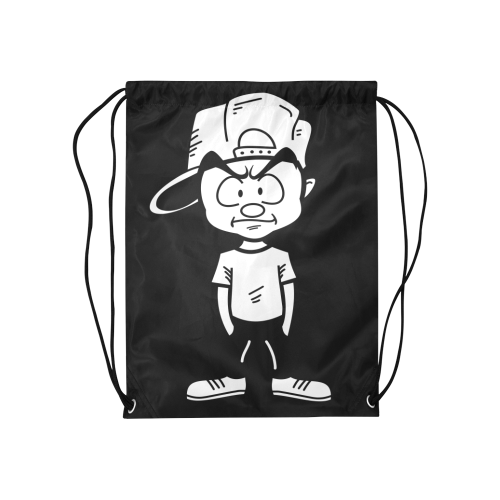Black Gym Bag Medium Drawstring Bag Model 1604 (Twin Sides) 13.8"(W) * 18.1"(H)