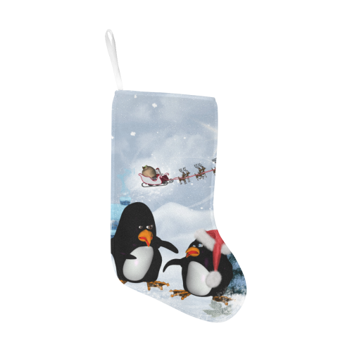 Christmas, funny, cute penguin Christmas Stocking (Without Folded Top)