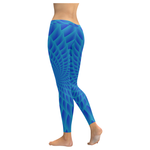 Royal blue flower Women's Low Rise Leggings (Invisible Stitch) (Model L05)