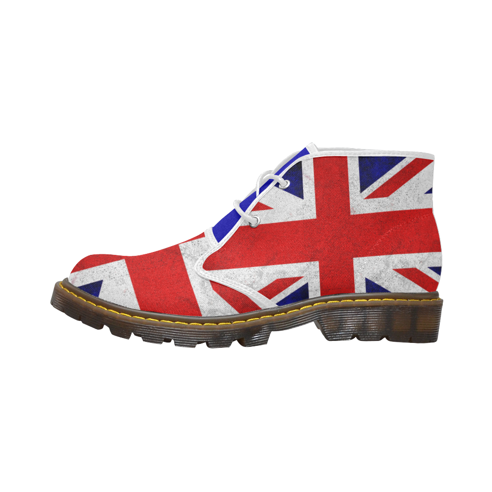 United Kingdom Union Jack Flag - Grunge 2 Men's Canvas Chukka Boots (Model 2402-1)