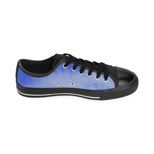Blue Clouds with blk sole Low Top Canvas Shoes for Kid (Model 018)