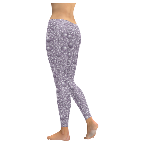 festive purple pearls Women's Low Rise Leggings (Invisible Stitch) (Model L05)