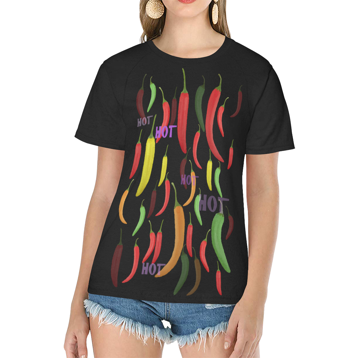Hot Peppar, chili Women's Raglan T-Shirt/Front Printing (Model T62)