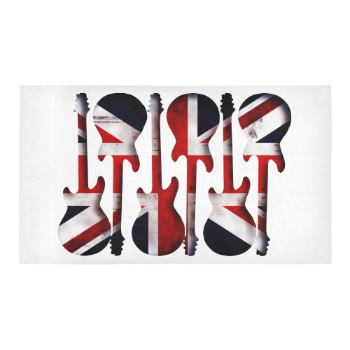 Union Jack British UK Flag Guitars on White Bath Rug 16''x 28''