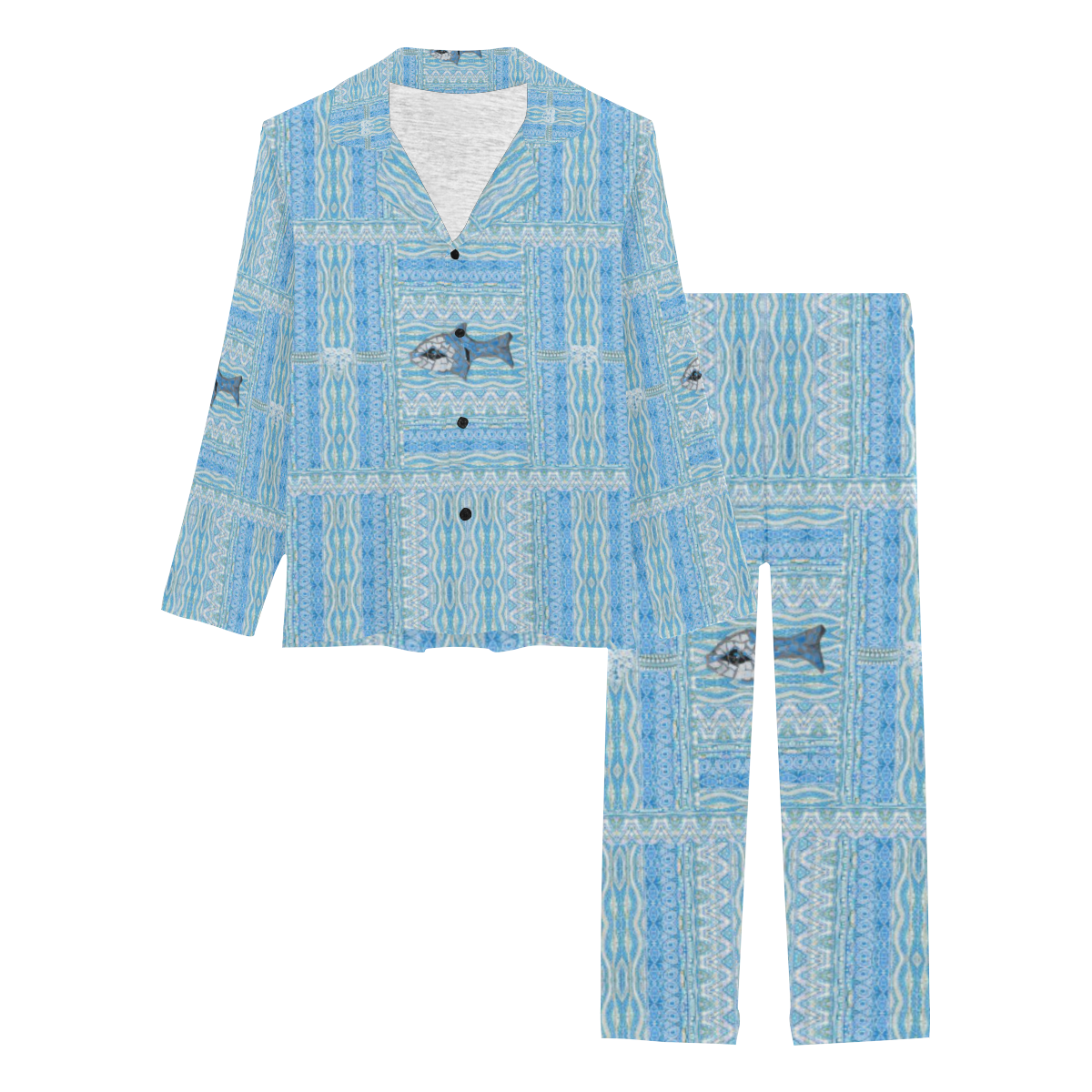 nappe mosaique 140x220cm-4- Women's Long Pajama Set