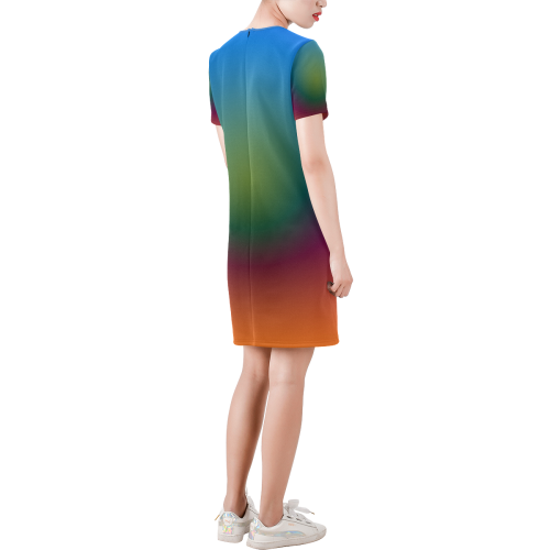 Big Rich Spectrum by Aleta Short-Sleeve Round Neck A-Line Dress (Model D47)