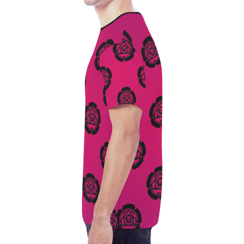Kamon Pattern Warm Fucsia New All Over Print T-shirt for Men (Model T45)