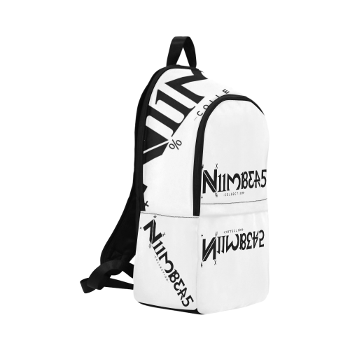 NUMBERS Collection LOGO White/Black Fabric Backpack for Adult (Model 1659)