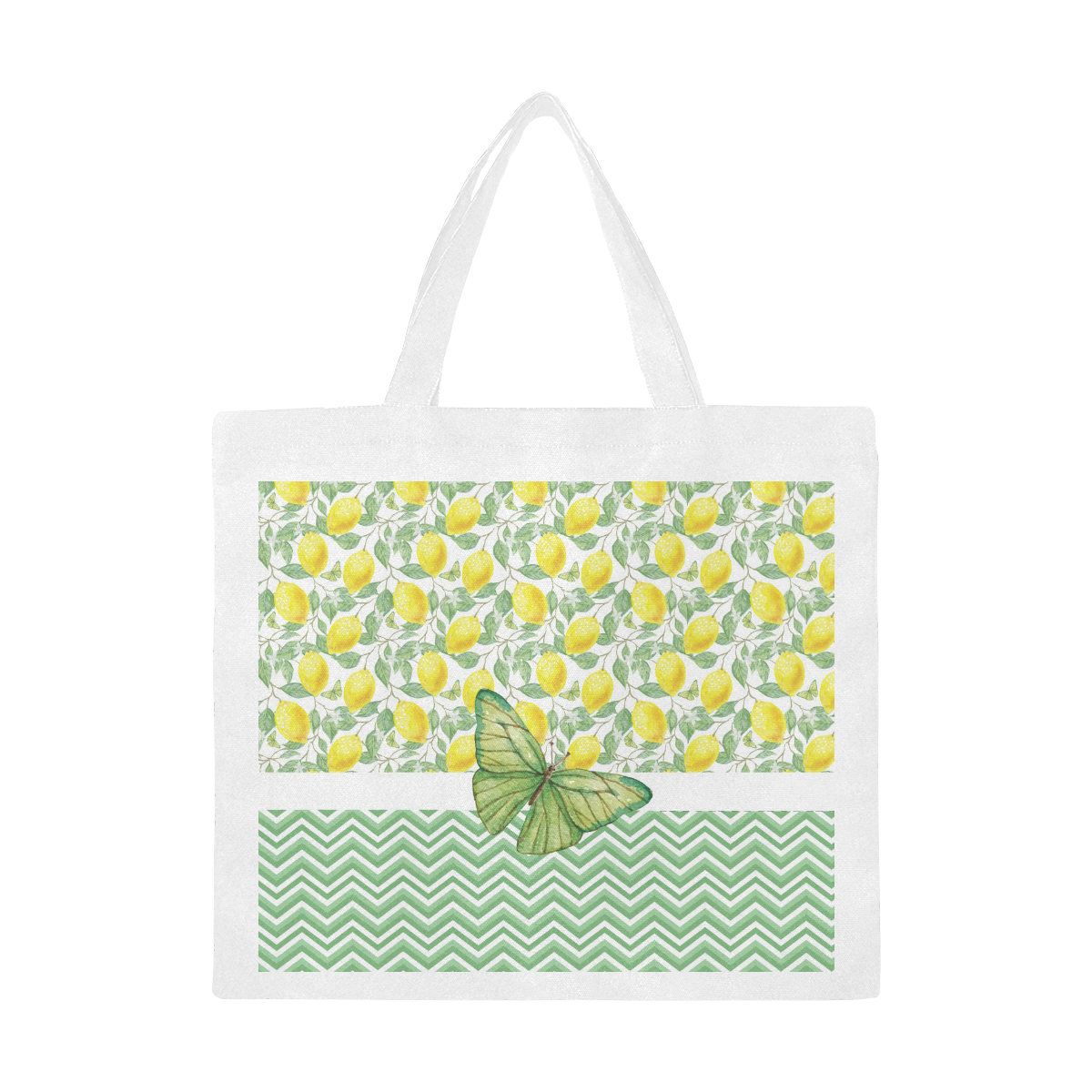 Butterfly And Lemons Canvas Tote Bag/Large (Model 1702)