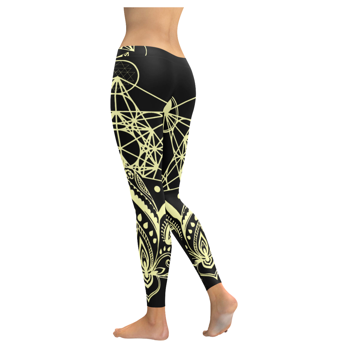 Lotus Metatron Real Low Rise Leggings Women's Low Rise Leggings (Invisible Stitch) (Model L05)