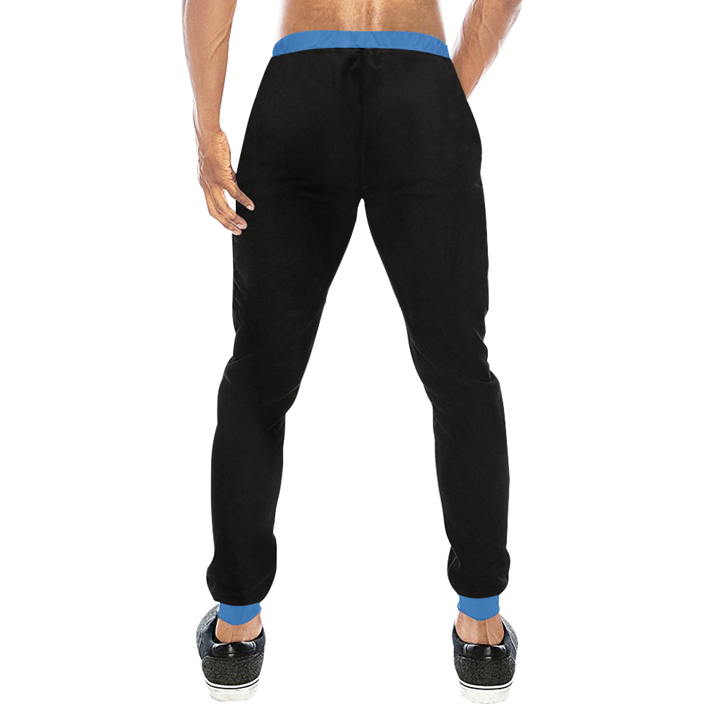 laMonki black/ blue Men's All Over Print Sweatpants (Model L11)