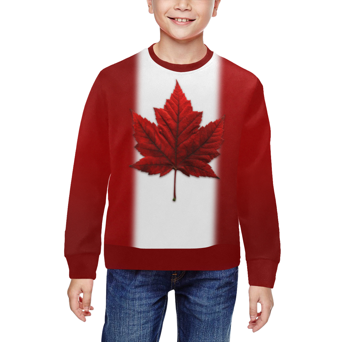 Kid's Canada Flag Sweatshirts All Over Print Crewneck Sweatshirt for Kids (Model H29)