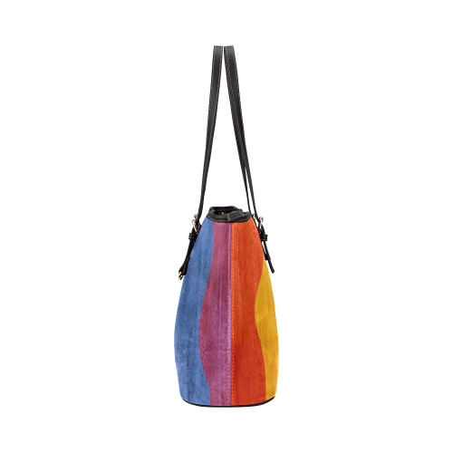 Gay Pride - Rainbow Flag Waves Stripes 3 Leather Tote Bag/Large (Model 1651)