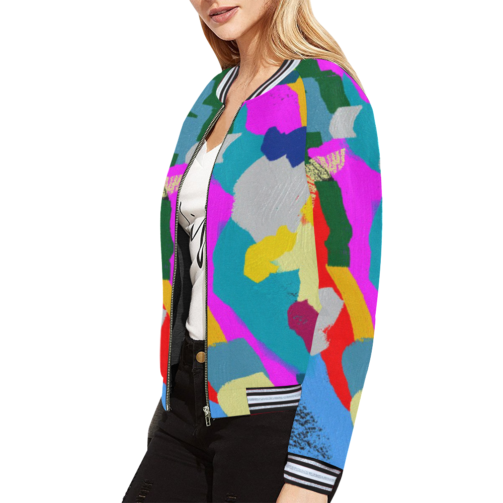 CONFETTI NIGHTS 3 All Over Print Bomber Jacket for Women (Model H21)