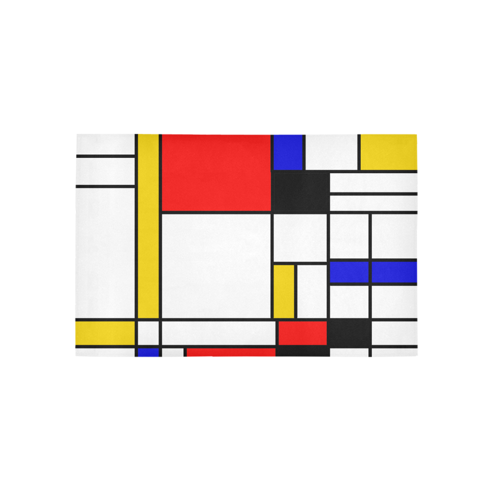 Bauhouse Composition Mondrian Style Area Rug 5'x3'3''