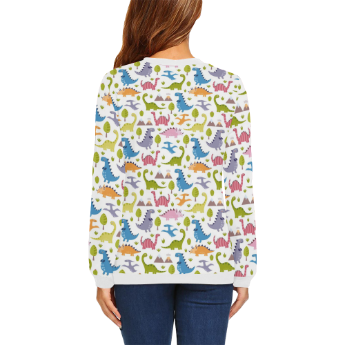 Dinosaur Pattern All Over Print Crewneck Sweatshirt for Women (Model H18)