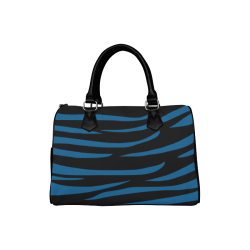 Tiger Stripes Black and Classic Blue Boston Handbag (Model 1621)