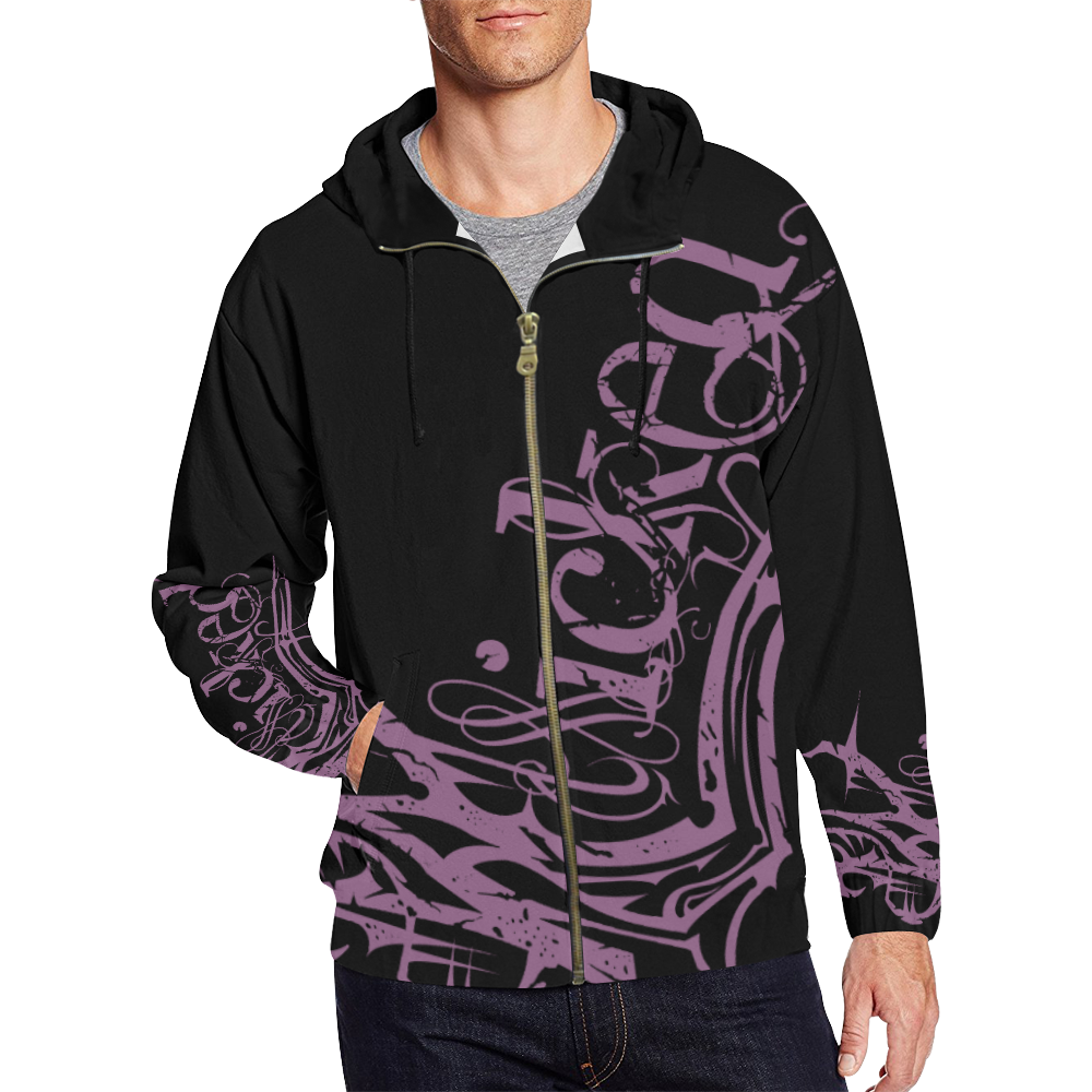 Wicked Purple Hoodie All Over Print Full Zip Hoodie for Men (Model H14)