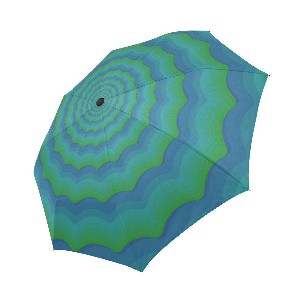 Green blue vortex Auto-Foldable Umbrella (Model U04)