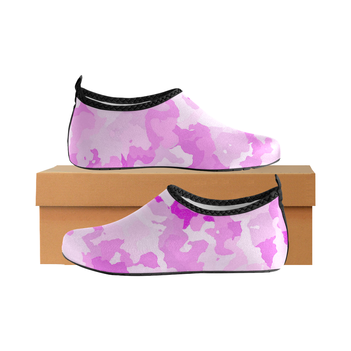 camouflage soft pink Kids' Slip-On Water Shoes (Model 056)