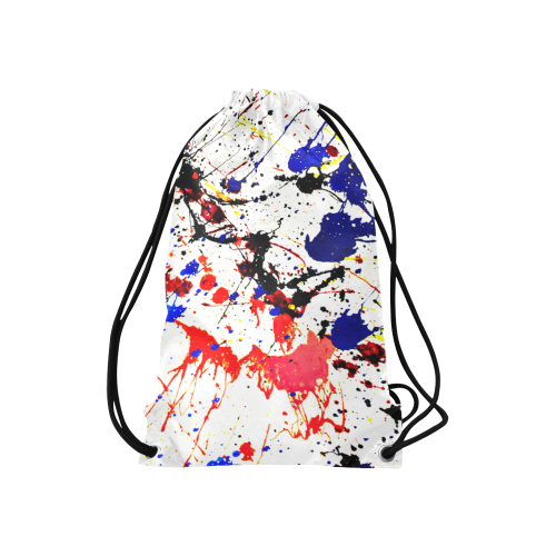 Blue & Red Paint Splatter Small Drawstring Bag Model 1604 (Twin Sides) 11"(W) * 17.7"(H)