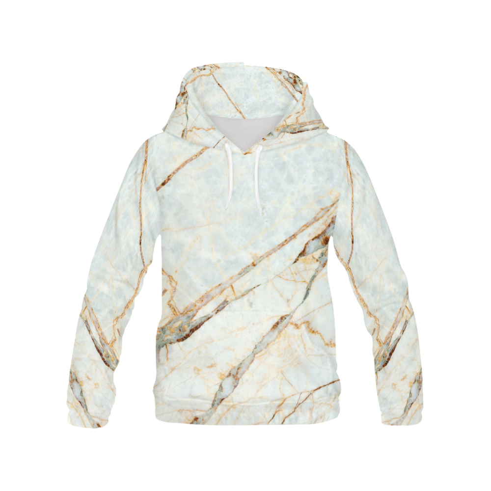 Marble Gold Pattern All Over Print Hoodie for Women (USA Size) (Model H13)